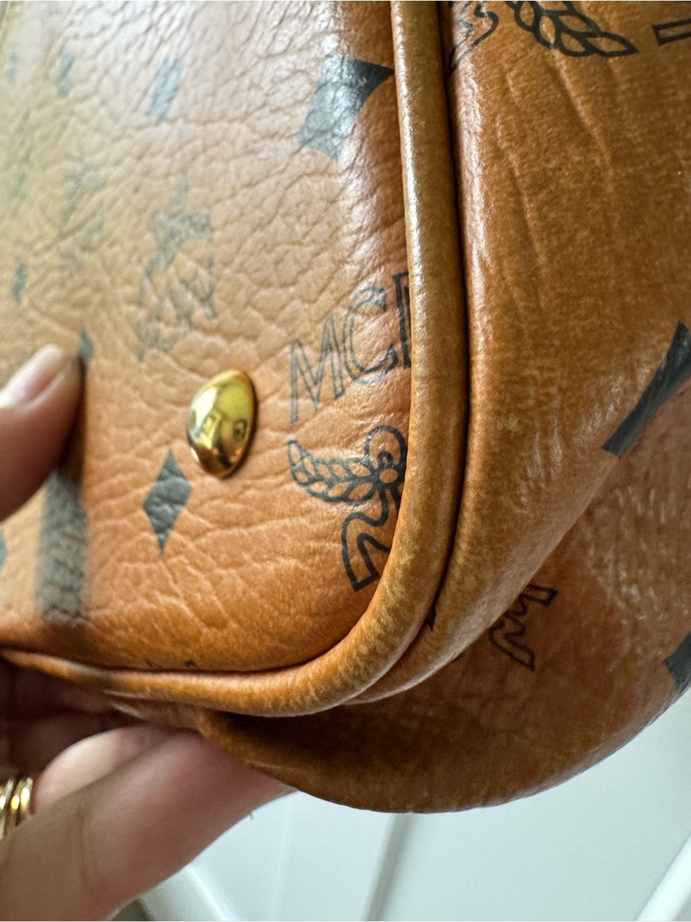 MCM Cognac Visetos Logo Drawstring Shoulder Bag - Picture 4 of 16